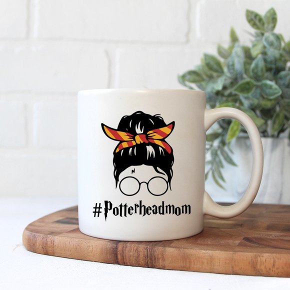 PotterheadMom Hashtag - Gryffindor Headband - 11 oz White Ceramic Mug - Picture 1 of 6